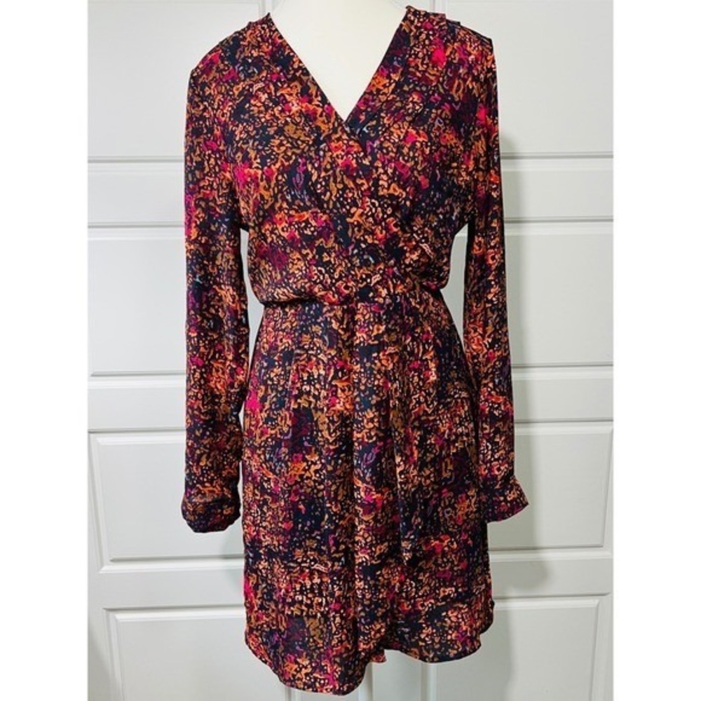 Collective Concepts Print Dress V-Neck Long Sleeve Mini Dressโ Size S